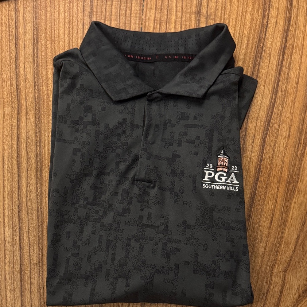 PGA TIGER woods Southern Hills Black Polo Shirt